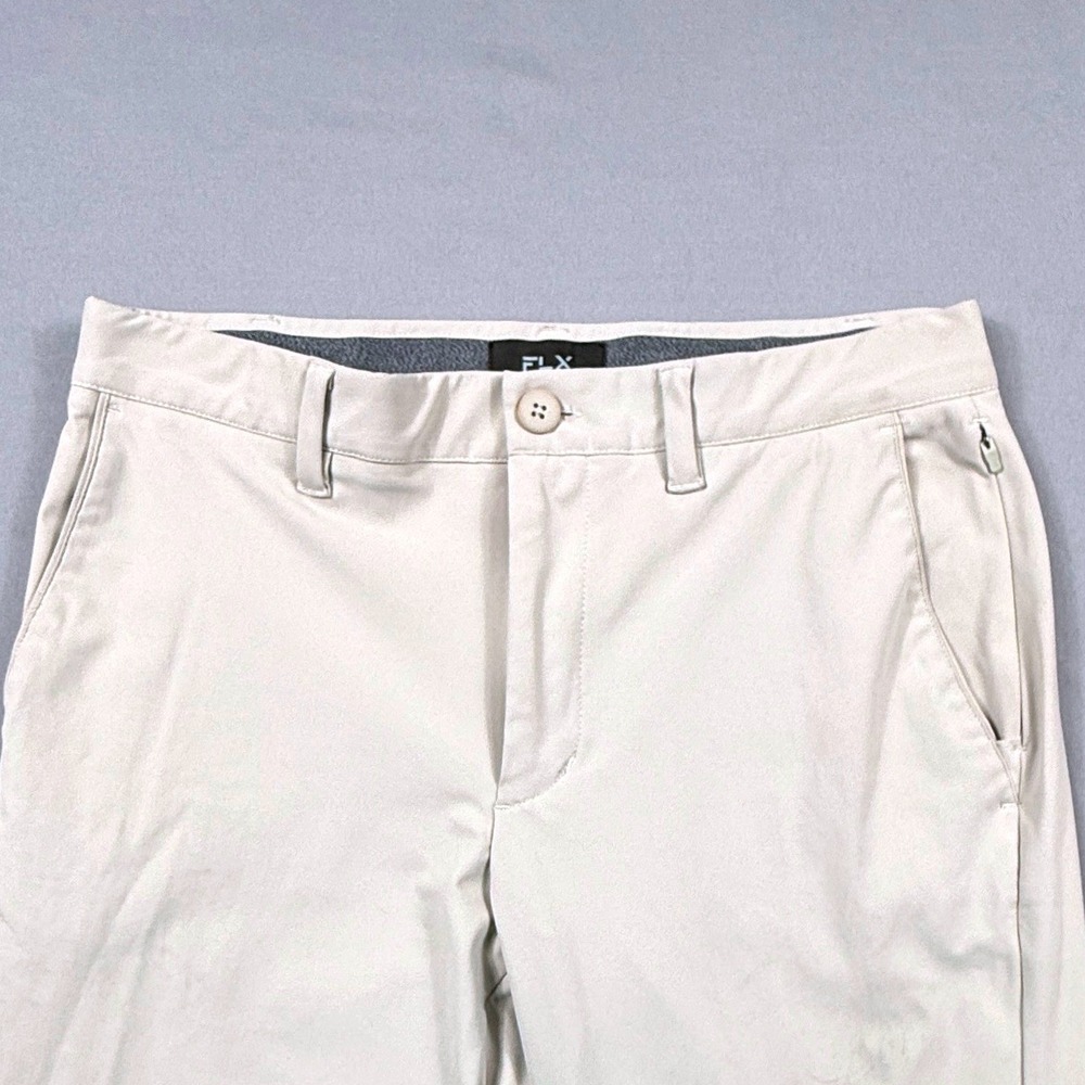 FLX Mens Dynamic Performance Chino Pants Light Beige Stone Tech Sz 32x32